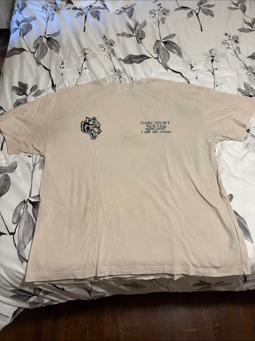 Darc Sport Beige Short Sleeve Tee with Wolf Logo